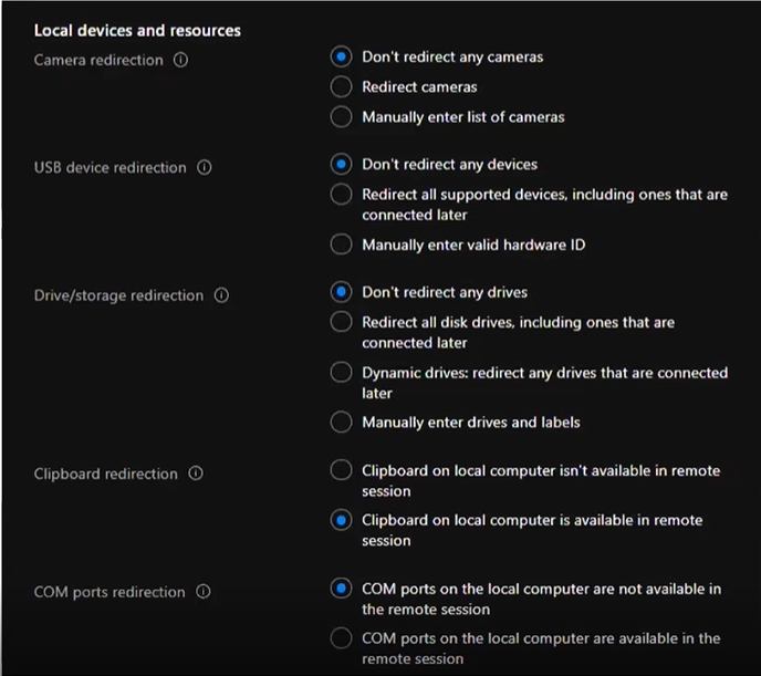 AVD Local Device Redirection