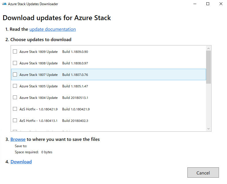 Download updates for Azure Stack