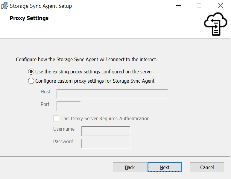 Storage Sync Agent Setup