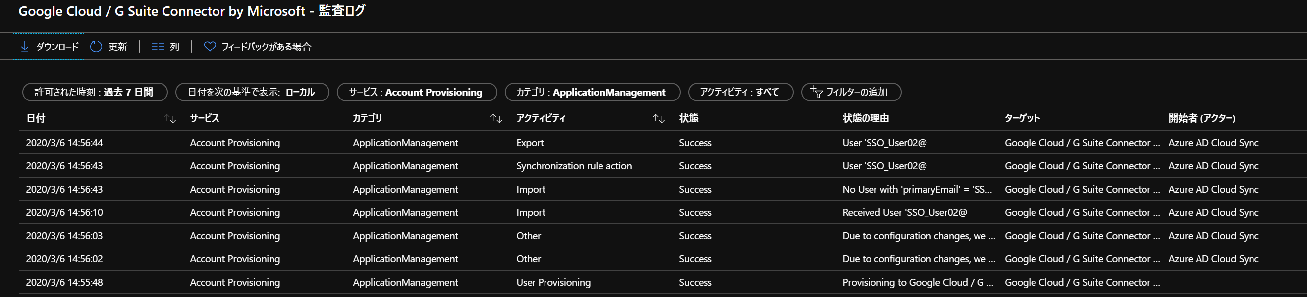 Google Cloud / G Suite Connector by Microsoft監査ログ